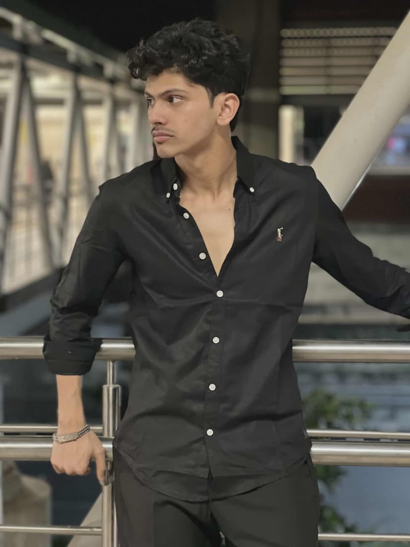 Black solid shirt